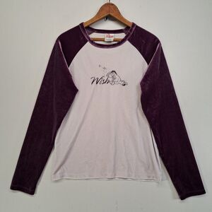 Vintage Disney Store Eeyore Wish Velour Raglan Womens M Long Sleeve Top Purple